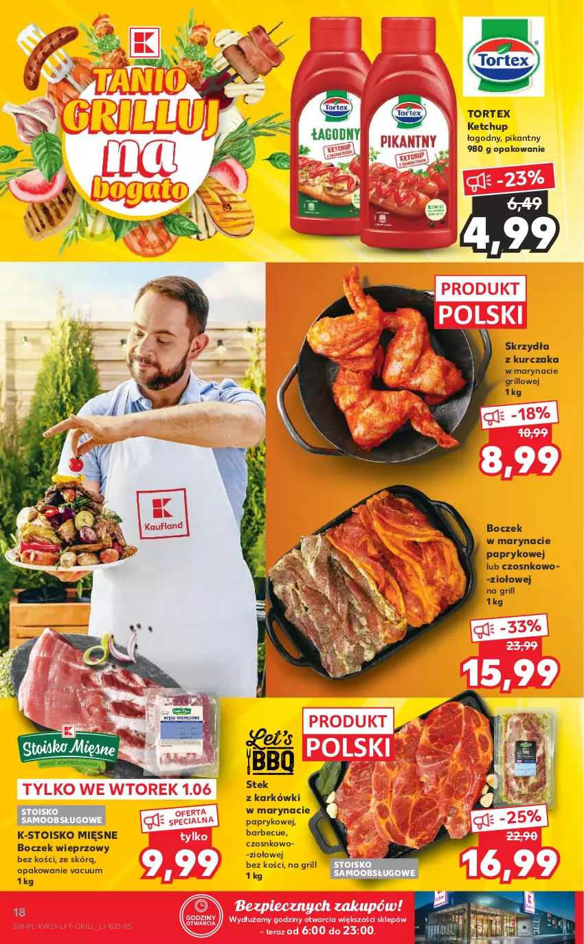 Gazetka promocyjna Kaufland - OFERTA TYGODNIA - ważna 27.05 do 01.06.2021 - strona 18 - produkty: Boczek, Boczek wieprzowy, Grill, Ketchup, Kurczak, Piec, Stek, Tera