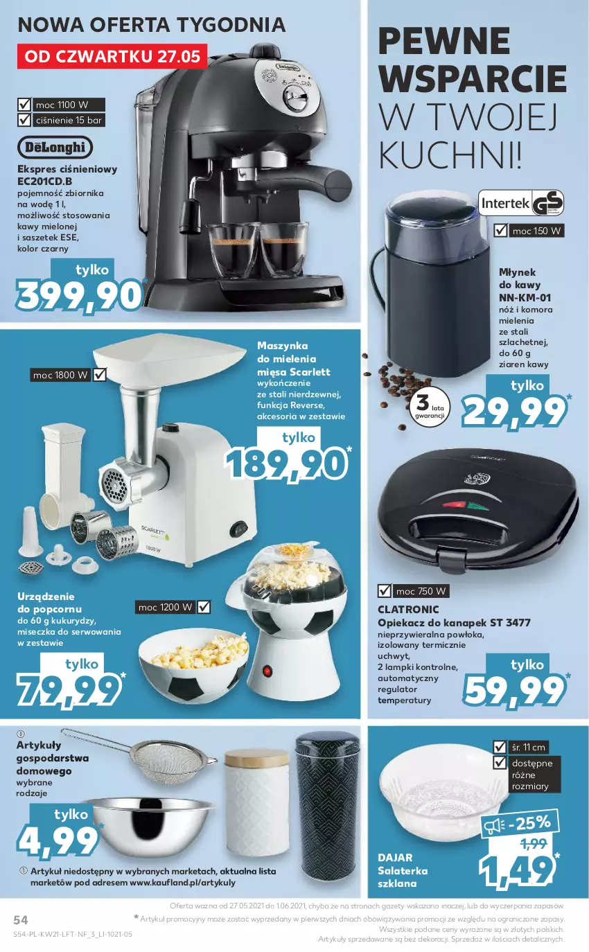 Gazetka promocyjna Kaufland - OFERTA TYGODNIA - ważna 27.05 do 01.06.2021 - strona 54 - produkty: Dres, Gra, LANA, Maszynka, Maszynka do mielenia, Miseczka, Młynek, Młynek do kawy, Opiekacz do kanapek, Popcorn, Salaterka, Ser, Szynka