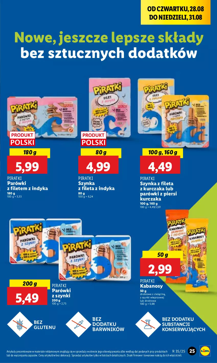 Gazetka promocyjna Lidl - GAZETKA - ważna 28.08 do 31.08.2025 - strona 27 - produkty: Kabanos, Kurczak, Parówki, Parówki z piersi kurczaka, Parówki z szynki, Ser, Szynka