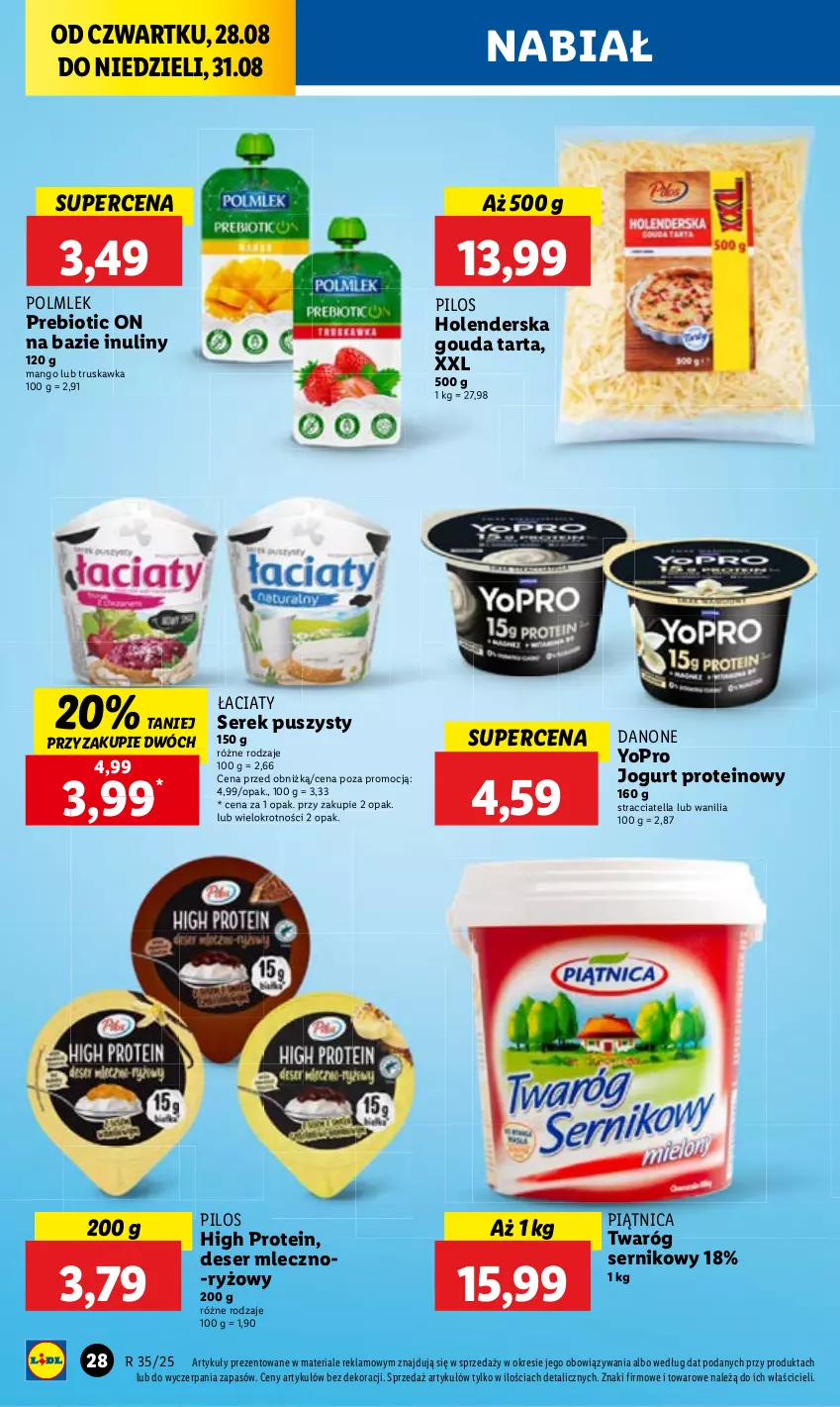 Gazetka promocyjna Lidl - GAZETKA - ważna 28.08 do 31.08.2025 - strona 30 - produkty: Danone, Pilos, POLMLEK, Tarta