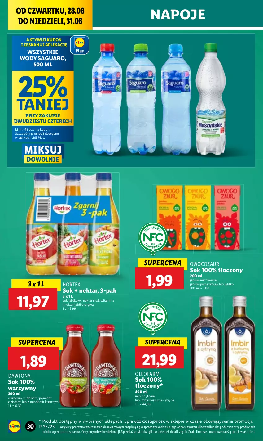 Gazetka promocyjna Lidl - GAZETKA - ważna 28.08 do 31.08.2025 - strona 32 - produkty: Fa, Imbir, Kurkuma, Napoje, Nektar, Oleo, Oleofarm, Sok, Sok jabłkowy