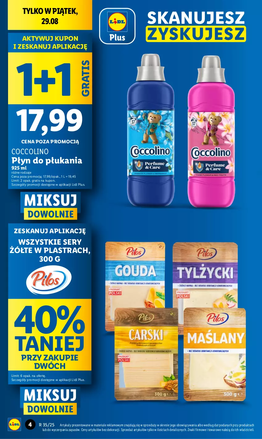Gazetka promocyjna Lidl - GAZETKA - ważna 28.08 do 31.08.2025 - strona 4 - produkty: Coccolino, Gra, Płyn do płukania, Ser