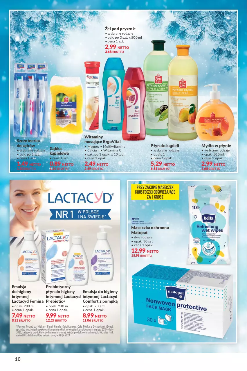 Gazetka promocyjna Makro - [Oferta specjalna] Zimowa pielęgnacja - ważna 08.02 do 21.02.2022 - strona 10 - produkty: Calcium, Chusteczki, Emulsja, Lactacyd, Magnez, Mus, Mydło, Mydło w płynie, Płyn do kąpieli, Szczoteczka, Szczoteczka do zębów, Top