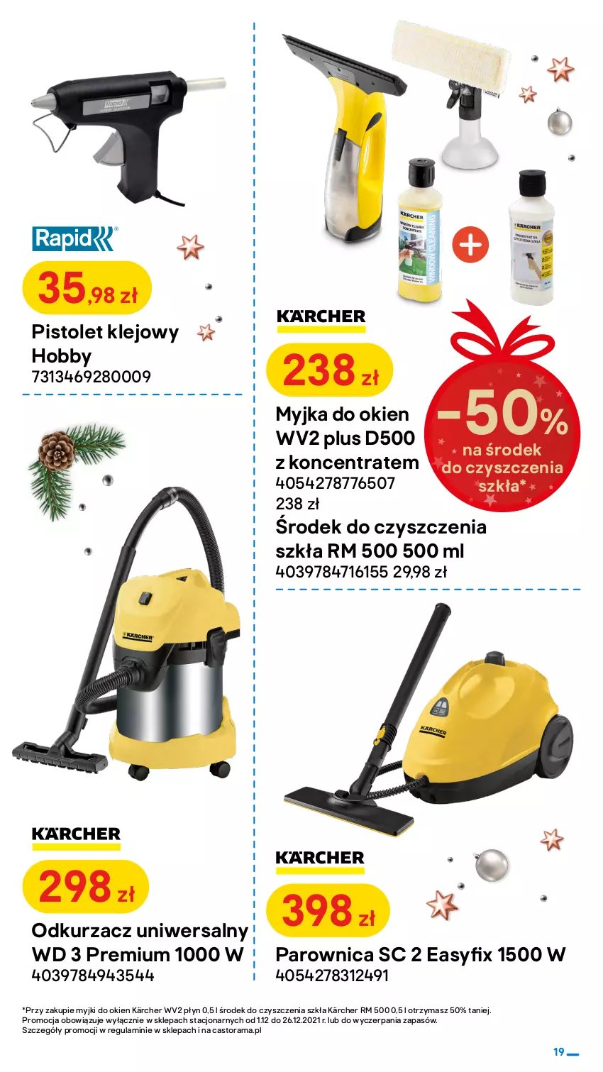 Gazetka promocyjna Castorama - Gazetka Castorama - ważna 01.12 do 26.12.2021 - strona 19 - produkty: Astor, Hobby, Kärcher, Klej, Myjka do okien, Odkurzacz, Parownica, Pistolet, Pistolet klejowy, Rama, Ser, Szafka, Zestaw kluczy, Zestaw kluczy nasadowych, Zestaw narzędzi