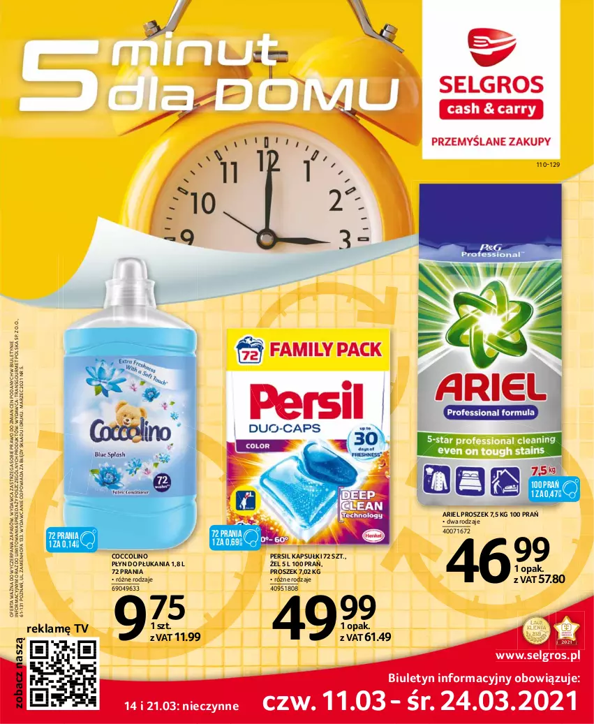 Gazetka promocyjna Selgros - Katalog Sprzątanie - ważna 08.03 do 08.04.2021 - strona 1 - produkty: Ariel, Coccolino, Fa, LG, Persil, Płyn do płukania, Tran