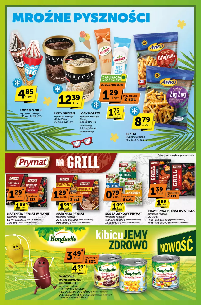 Gazetka promocyjna ABC - ważna 25.07 do 06.08.2024 - strona 2 - produkty: Big Milk, Bonduelle, Frytki, Grill, Gry, Hortex, Kukurydza, Lody, Prymat, Sałat, Ser, Sos, Warzywa, Warzywa konserwowe