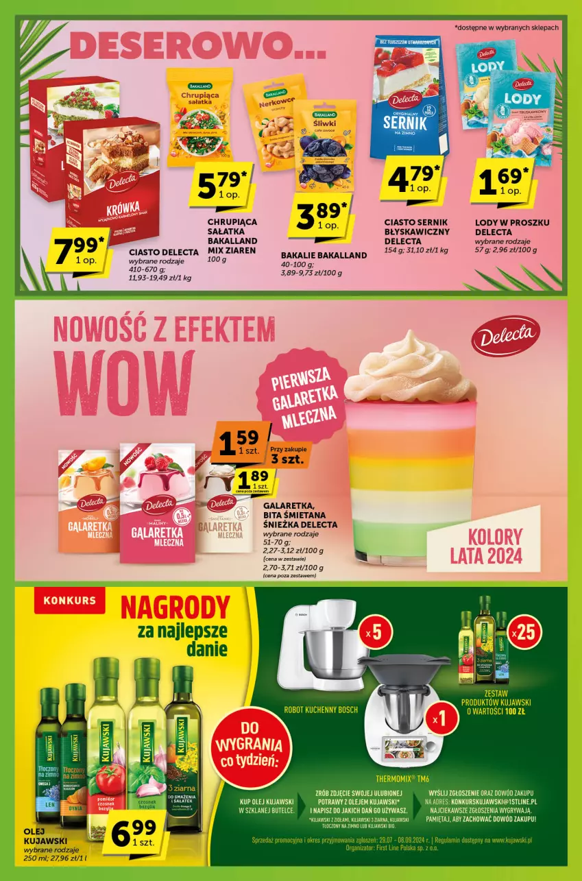 Gazetka promocyjna ABC - ważna 25.07 do 06.08.2024 - strona 5 - produkty: Bakalland, Ciasto sernik, Delecta, Dres, Gala, Galaretka, Gin, Gry, Kujawski, Lody, Mięta, Olej, Sałat, Sałatka, Ser