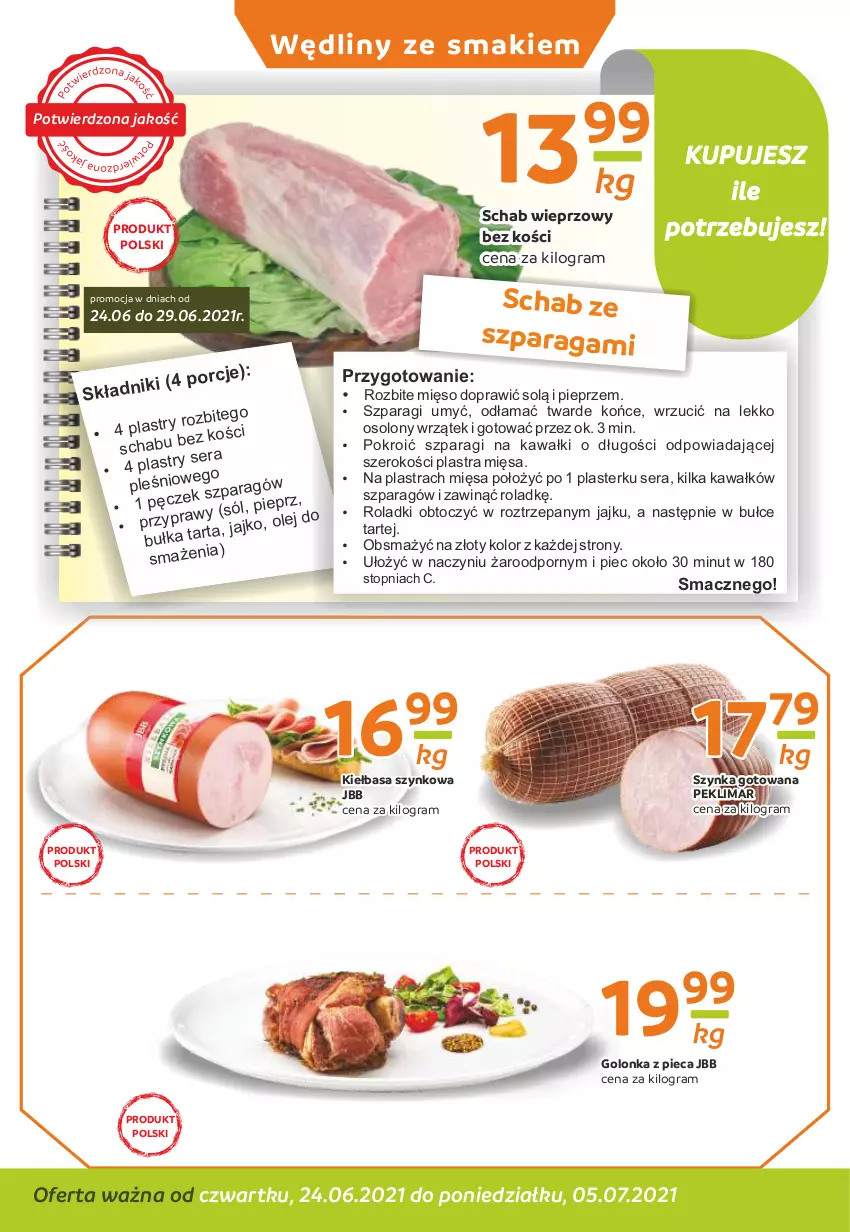 Gazetka promocyjna Gama - Gazetka Gama - ważna 24.06 do 05.07.2021 - strona 2 - produkty: Gra, Kawa, Kiełbasa, Kiełbasa szynkowa, Mięso, Piec, Pieprz, Por, Schab wieprzowy, Ser, Sól, Szynka, Top