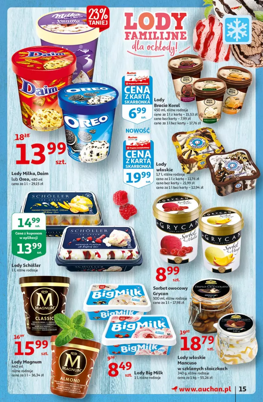 Gazetka promocyjna Auchan - Hiper Emocje Hipermarkety - ważna 17.06 do 23.06.2021 - strona 15 - produkty: Big Milk, Gry, Lody, Milka, Oreo