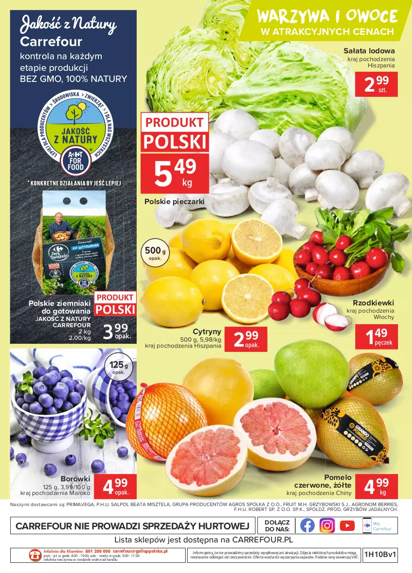 Gazetka promocyjna Carrefour - Gazetka Carrefour - ważna 08.03 do 15.03.2021 - strona 4 - produkty: Cytryny, HP, O nas, Owoce, Piec, Półka, Pomelo, Prima, Sałat, Sałata lodowa, Warzywa, Warzywa i owoce, Ziemniaki