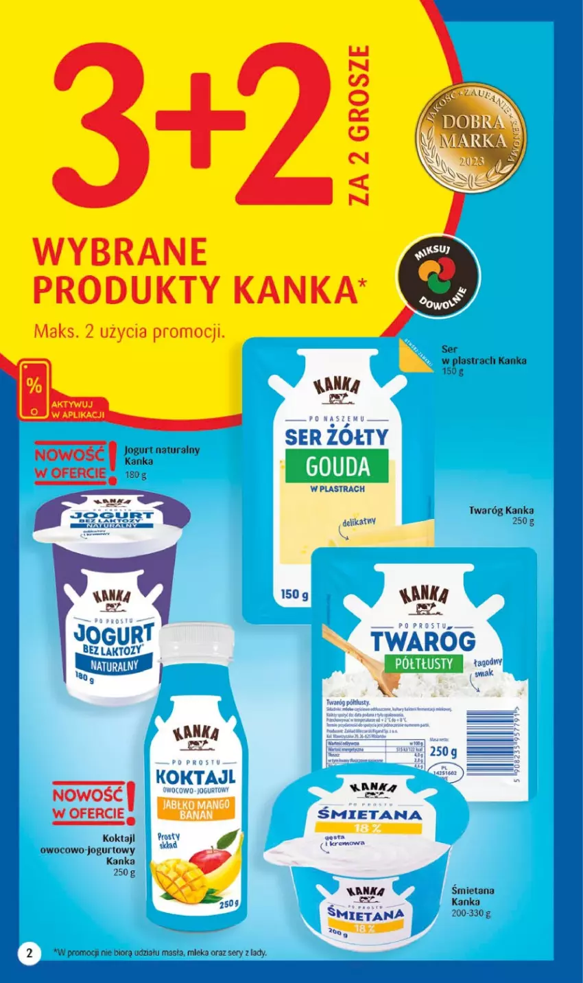 Gazetka promocyjna Delikatesy Centrum - Gazetka DC34 - ważna 31.08 do 06.09.2023 - strona 2 - produkty: Jogurt, Jogurt naturalny, Ser, Twaróg, Twaróg półtłusty