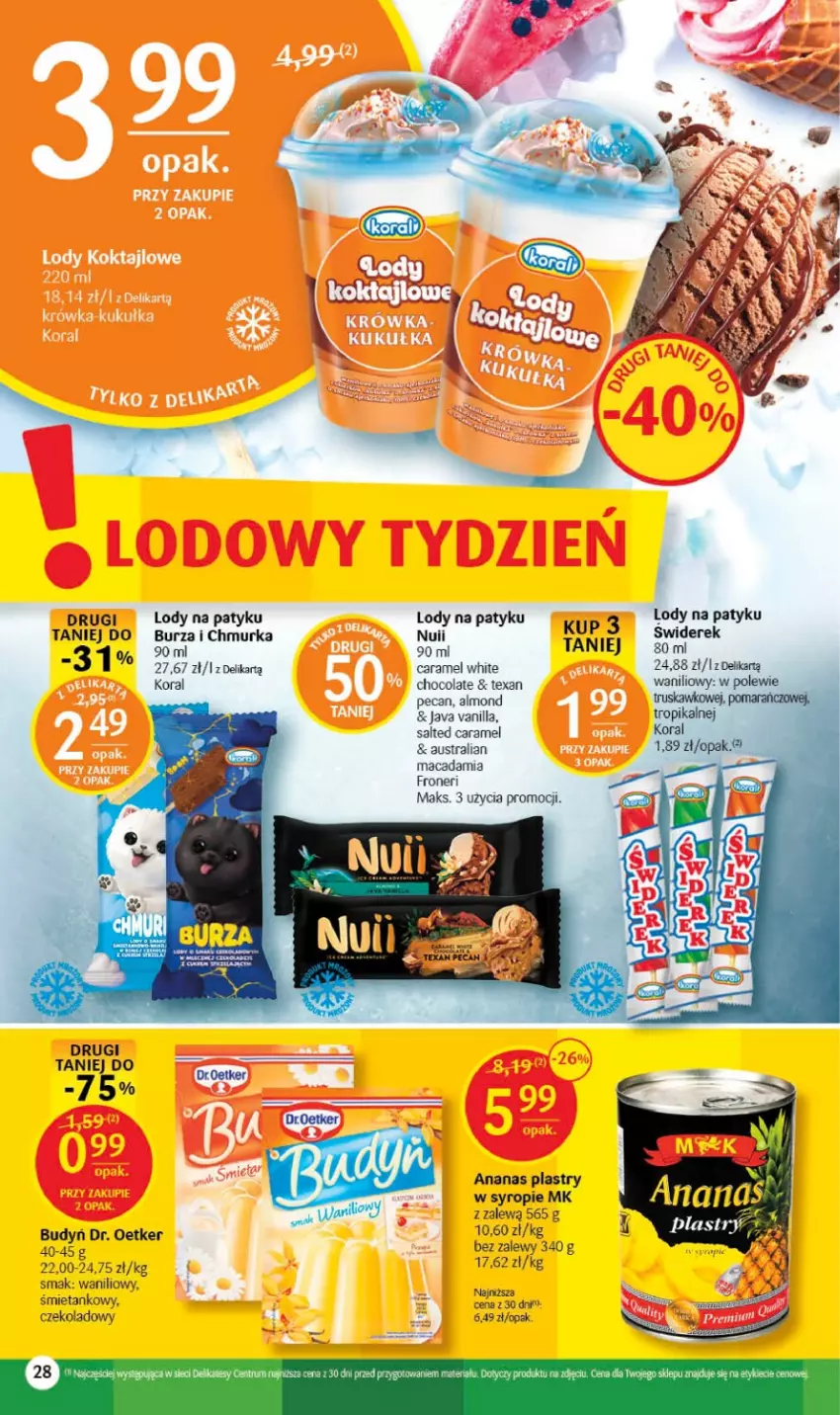 Gazetka promocyjna Delikatesy Centrum - Gazetka DC34 - ważna 31.08 do 06.09.2023 - strona 28 - produkty: Ananas, Budyń, Dr. Oetker, Lody, Rum, Syrop