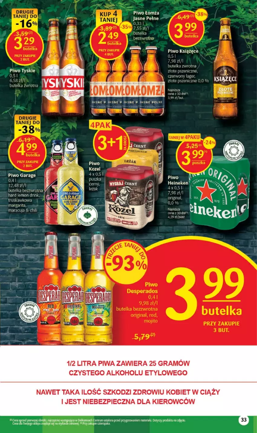 Gazetka promocyjna Delikatesy Centrum - Gazetka DC34 - ważna 31.08 do 06.09.2023 - strona 33 - produkty: Gin, Gra, Heineken, Książęce, Piec, Piwa, Piwo, Rum, Tyskie