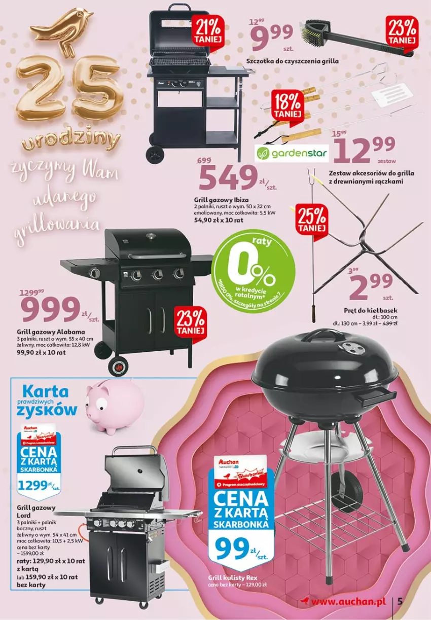 Gazetka promocyjna Auchan - 25 Urodziny – Życzymy Wszystkiego Słonecznego - ważna 06.05 do 15.05.2021 - strona 5 - produkty: Grill, Grill gazowy