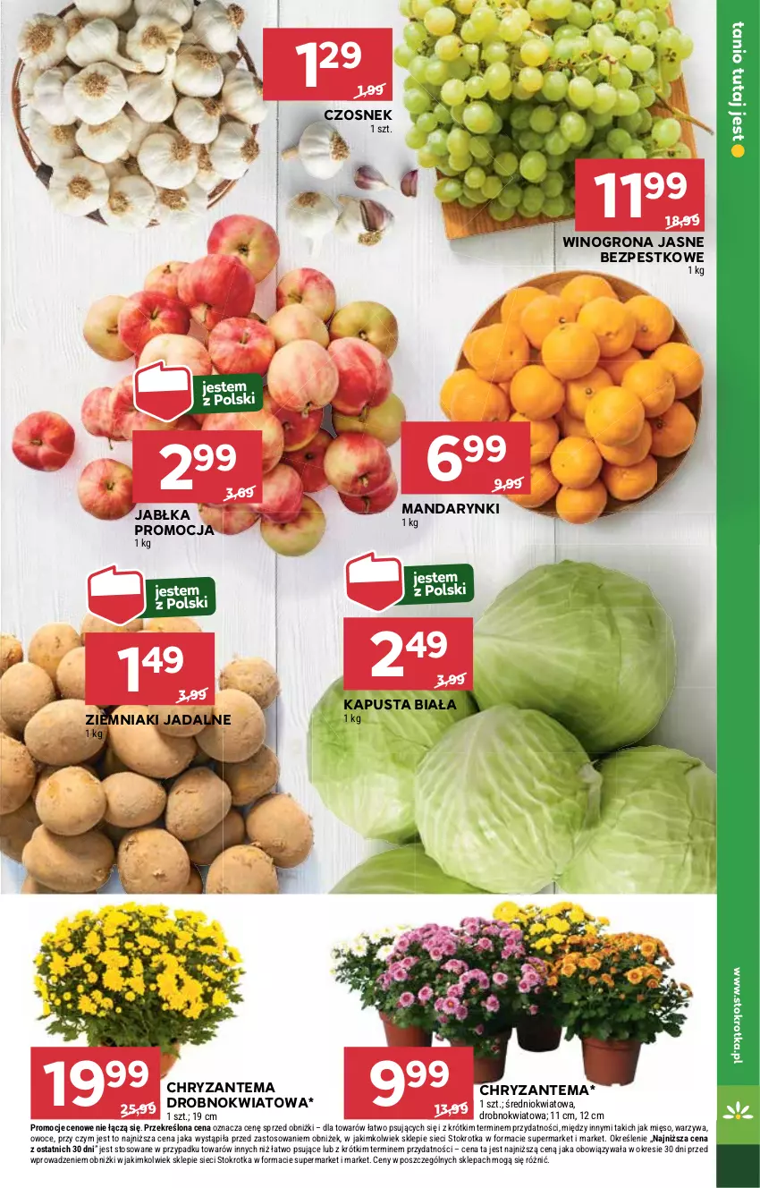 Gazetka promocyjna Stokrotka - Market - ważna 24.10 do 29.10.2024 - strona 11 - produkty: Chryzantema, Czosnek, Jabłka, Mandarynki, Mięso, Owoce, Warzywa, Wino, Winogrona, Ziemniaki