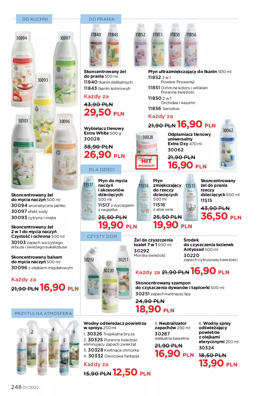 Gazetka promocyjna Faberlic - ważna 27.12.2022 do 16.01.2023 - strona 248 - produkty: Aloe vera, Arbuz, Balsam do mycia naczyń, Bryza, Do mycia naczyń, Dywan, Dzieci, Fa, Fanta, Mięta, Odplamiacz, Odświeżacz powietrza, Olej, Płyn do mycia, Por, Szampon, Wełna