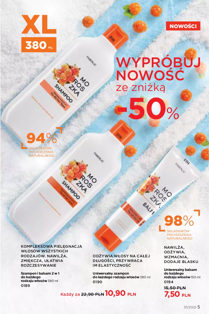 Gazetka promocyjna Faberlic - ważna 27.12.2022 do 16.01.2023 - strona 5 - produkty: Pielęgnacja włosów, Szampon