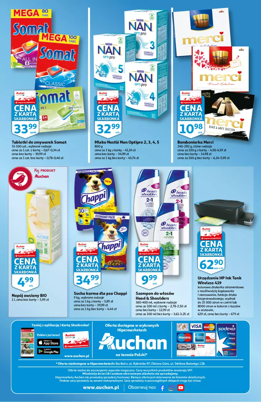 Gazetka promocyjna Auchan - Skarbonka #38 - ważna 23.09 do 29.09.2021 - strona 3 - produkty: Chappi, Drukarka, HP, Merci, Mleko, NAN Optipro, Napój, Somat, Szampon, Tablet, Tusz