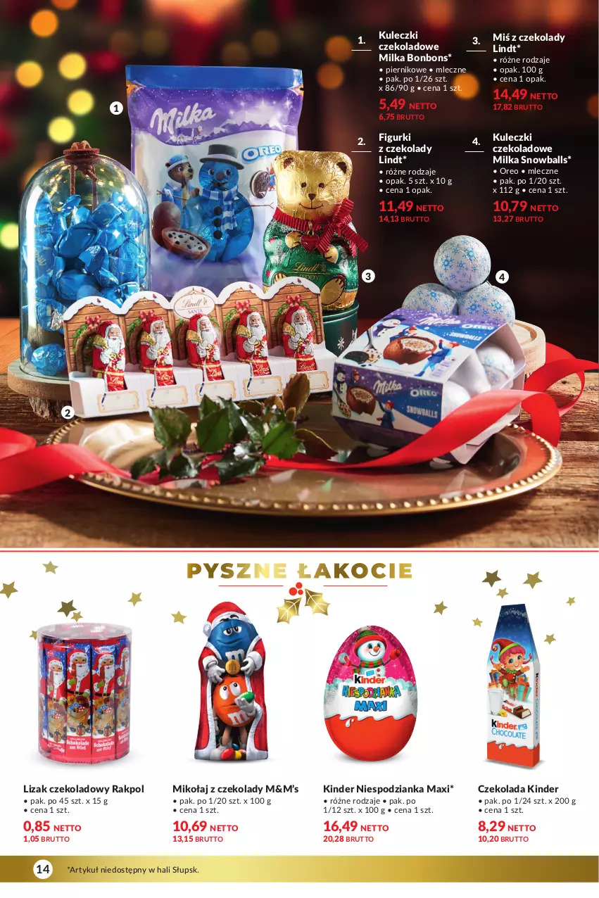 Gazetka promocyjna Makro - Katalog Delikatesy - oferta z alkoholem - ważna 28.11 do 24.12.2023 - strona 14 - produkty: Czekolada, Kinder, Koc, Lindt, Milka, Oreo, Piernik