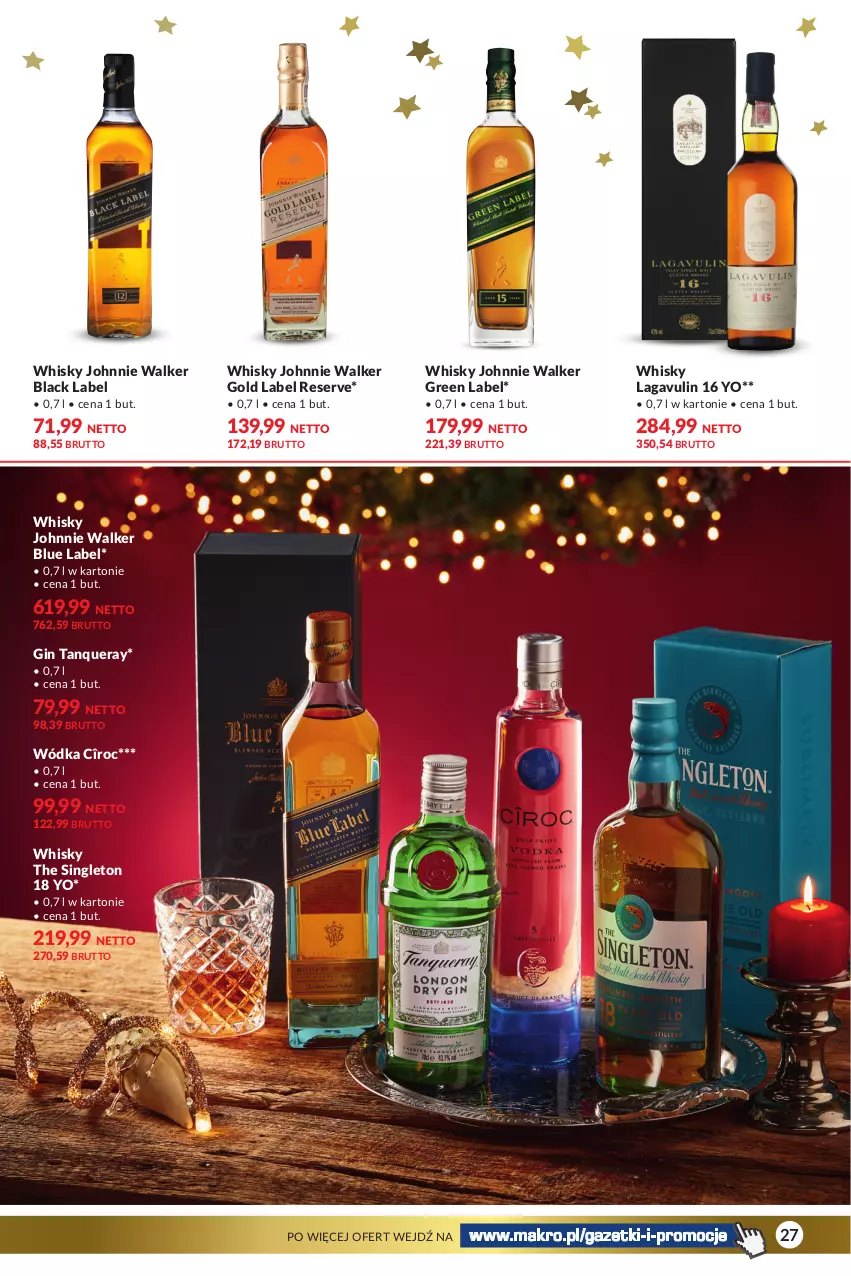 Gazetka promocyjna Makro - Katalog Delikatesy - oferta z alkoholem - ważna 28.11 do 24.12.2023 - strona 27 - produkty: Gin, Johnnie Walker, Lack, Ser, Whisky, Wódka