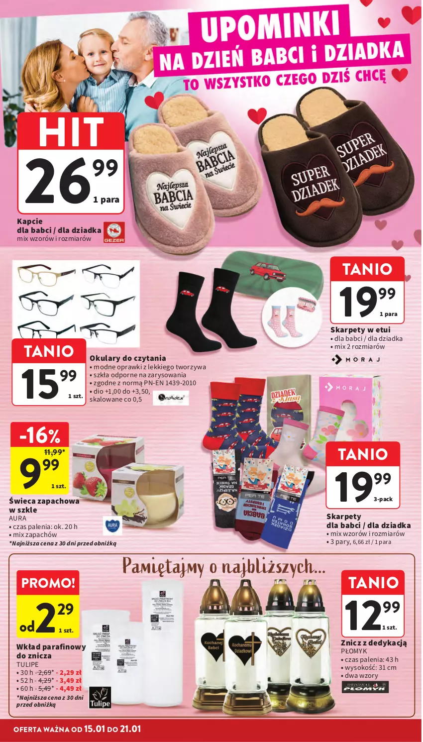 Gazetka promocyjna Intermarche - Gazetka Intermarche - ważna 15.01 do 21.01.2026 - strona 10 - produkty: JBL, Kapcie, Karp, Mięta, Okulary do czytania, Por, Sok, Znicz
