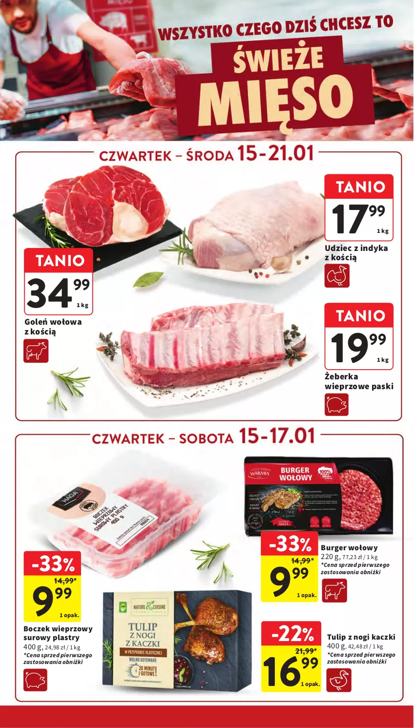 Gazetka promocyjna Intermarche - Gazetka Intermarche - ważna 15.01 do 21.01.2026 - strona 20 - produkty: Boczek, Boczek wieprzowy, Burger, Udziec z indyka