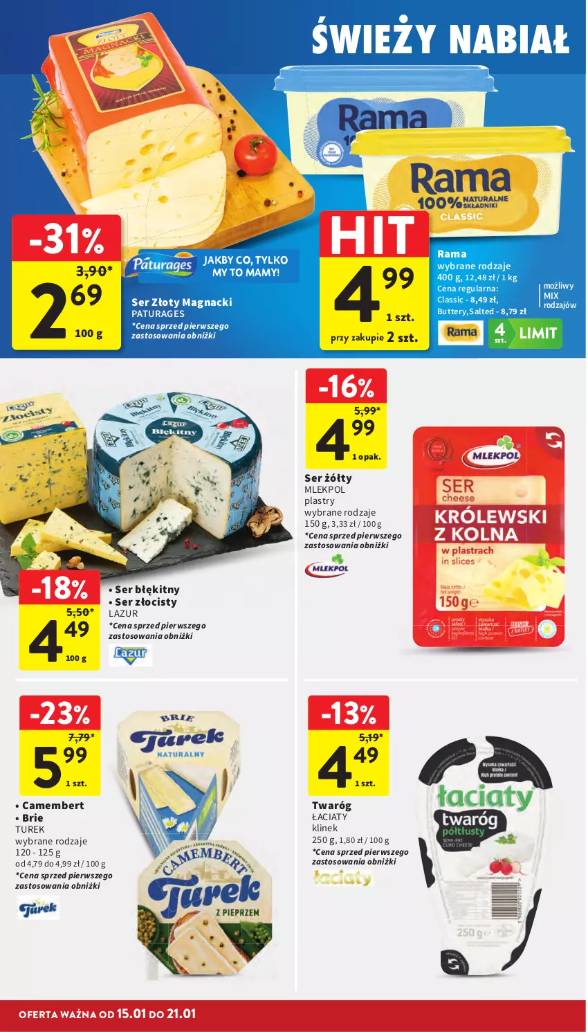 Gazetka promocyjna Intermarche - Gazetka Intermarche - ważna 15.01 do 21.01.2026 - strona 24 - produkty: Brie, Camembert, Lazur, Rama, Ser, Twaróg