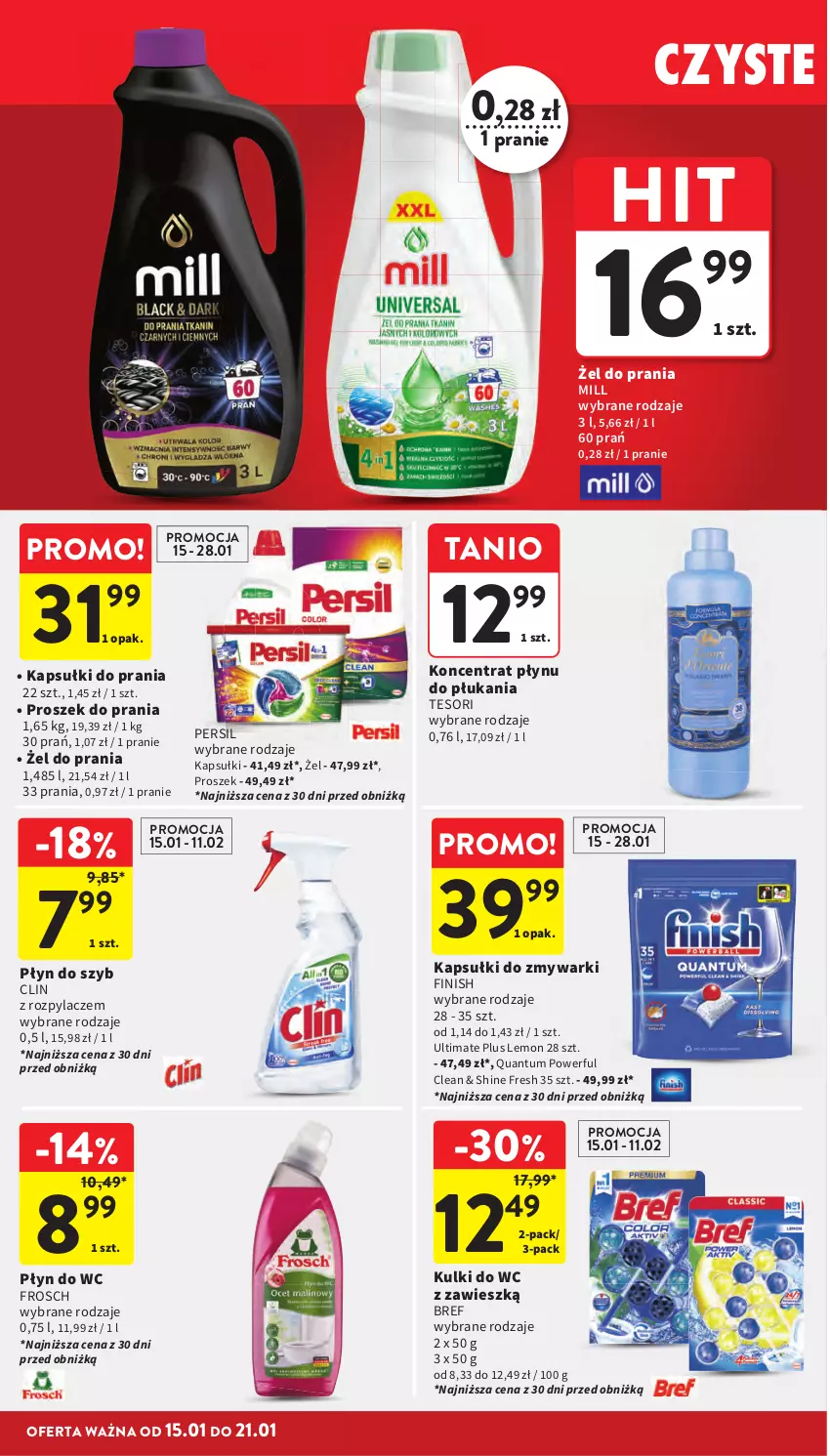 Gazetka promocyjna Intermarche - Gazetka Intermarche - ważna 15.01 do 21.01.2026 - strona 42 - produkty: Bref, Clin, Finish, Frosch, Kapsułki do prania, Kulki do wc, Persil, Płyn do szyb, Płyn do wc, Proszek do prania, Zmywarki