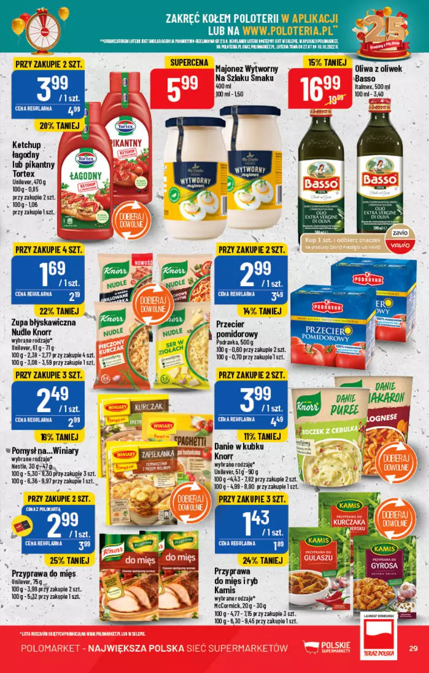 Gazetka promocyjna PoloMarket - Gazetka pomocyjna - ważna 05.10 do 11.10.2022 - strona 29 - produkty: Kamis, Ketchup, Knorr, Majonez, Oliwa z oliwek, Saga, Winiary, Zupa