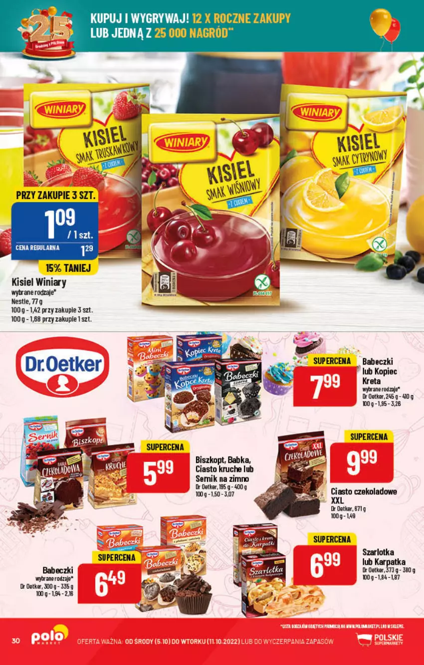 Gazetka promocyjna PoloMarket - Gazetka pomocyjna - ważna 05.10 do 11.10.2022 - strona 30 - produkty: Babeczki, Babka, Ciasto czekoladowe, Gry, Karp, Kisiel, Kopiec Kreta, Kret, Piec, Ser, Szarlotka, Winiary