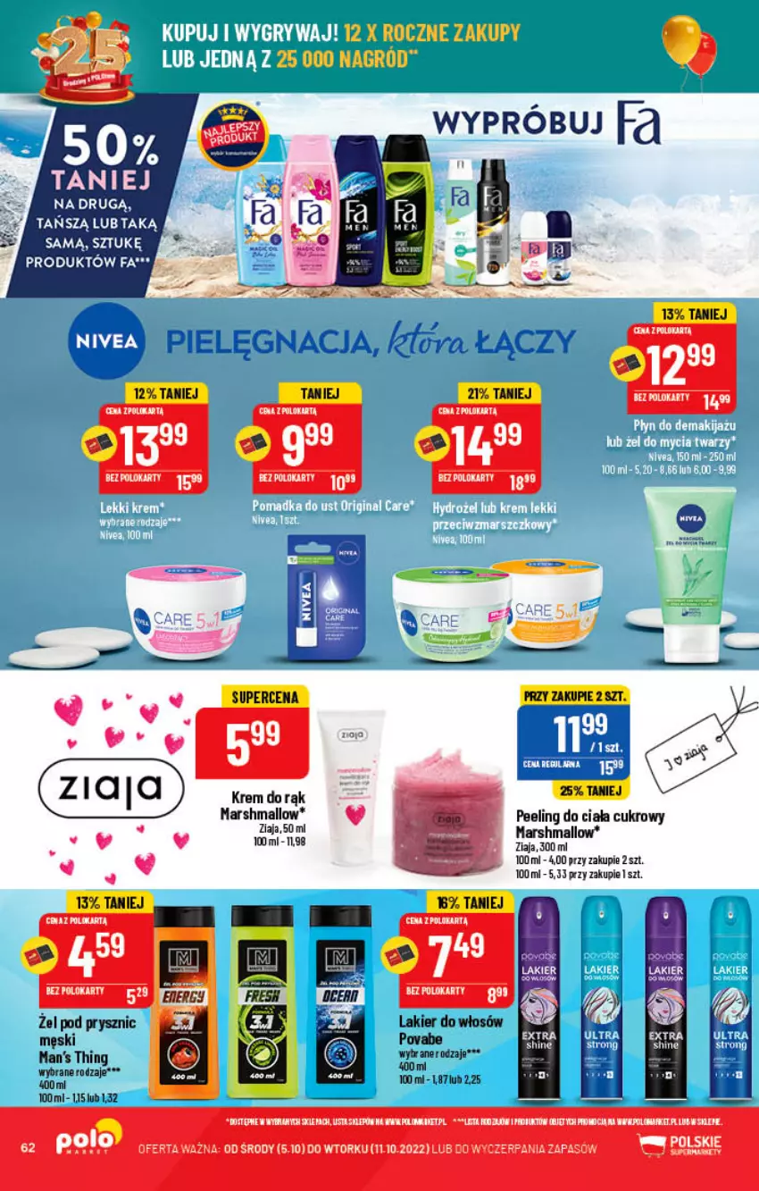 Gazetka promocyjna PoloMarket - Gazetka pomocyjna - ważna 05.10 do 11.10.2022 - strona 62 - produkty: Fa, Lakier, Lakier do włosów, Mars, Peeling, Por, Ziaja