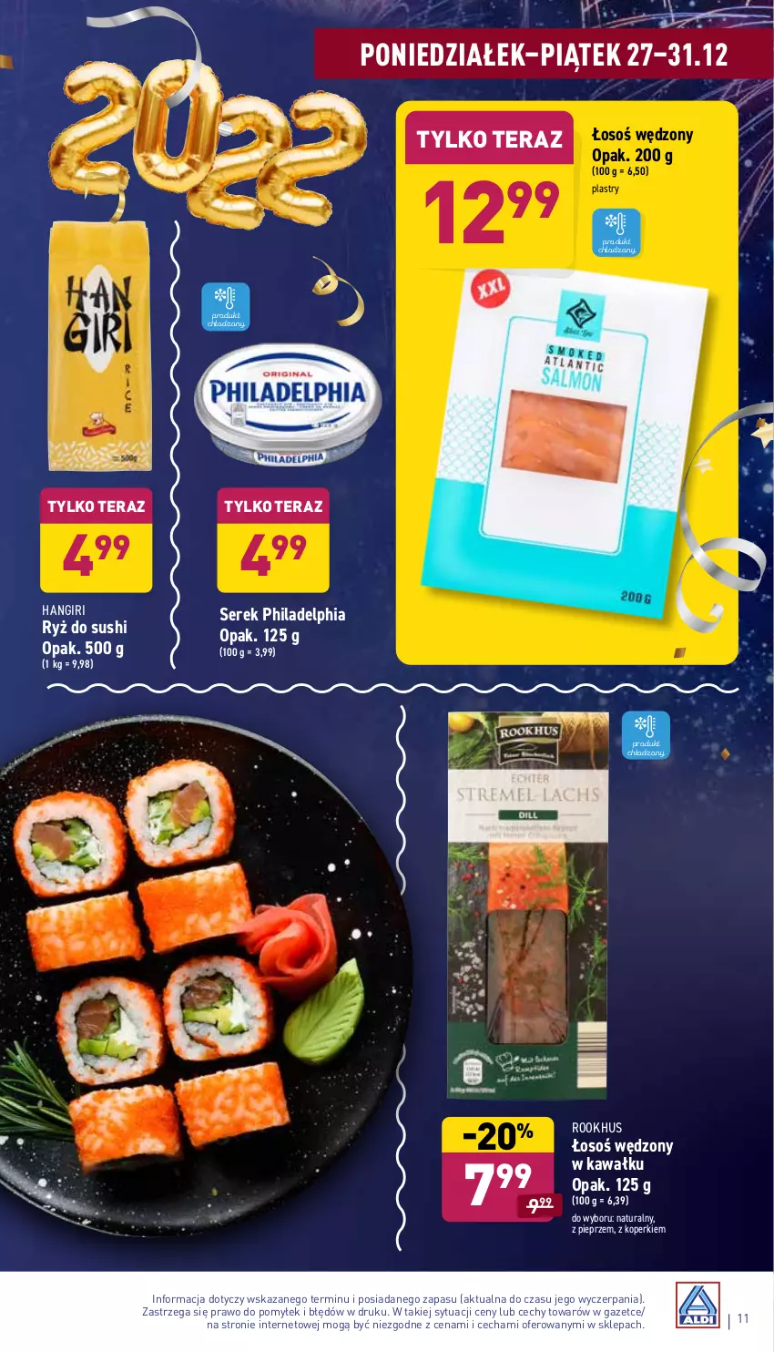 Gazetka promocyjna Aldi - Katalog spożywczy - ważna 27.12 do 31.12.2021 - strona 11 - produkty: Kawa, Philadelphia, Pieprz, Ryż, Ryż do sushi, Ser, Serek, Sushi, Tera