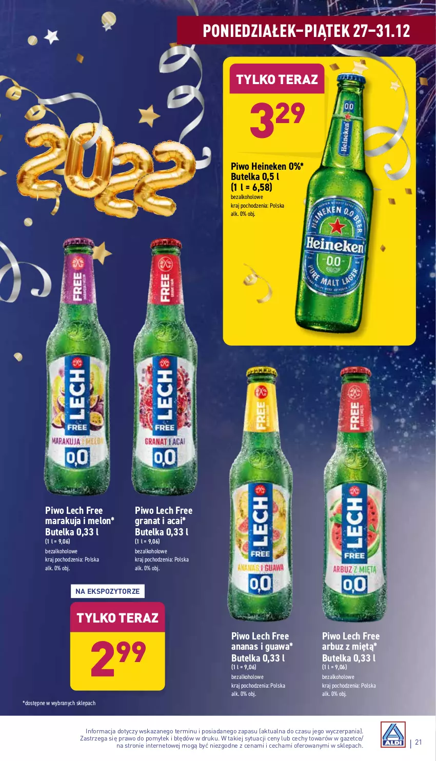 Gazetka promocyjna Aldi - Katalog spożywczy - ważna 27.12 do 31.12.2021 - strona 21 - produkty: Ananas, Arbuz, Gra, Granat, Heineken, Melon, Piwo, Tera