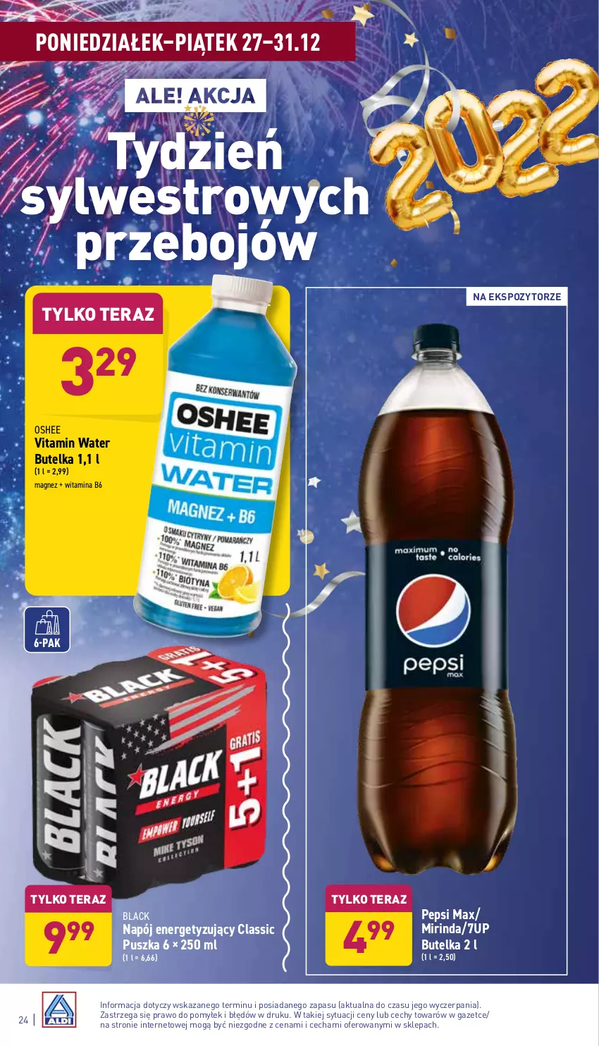 Gazetka promocyjna Aldi - Katalog spożywczy - ważna 27.12 do 31.12.2021 - strona 24 - produkty: 7up, Lack, Magnez, Mirinda, Napój, Oshee, Pepsi, Pepsi max, Tera