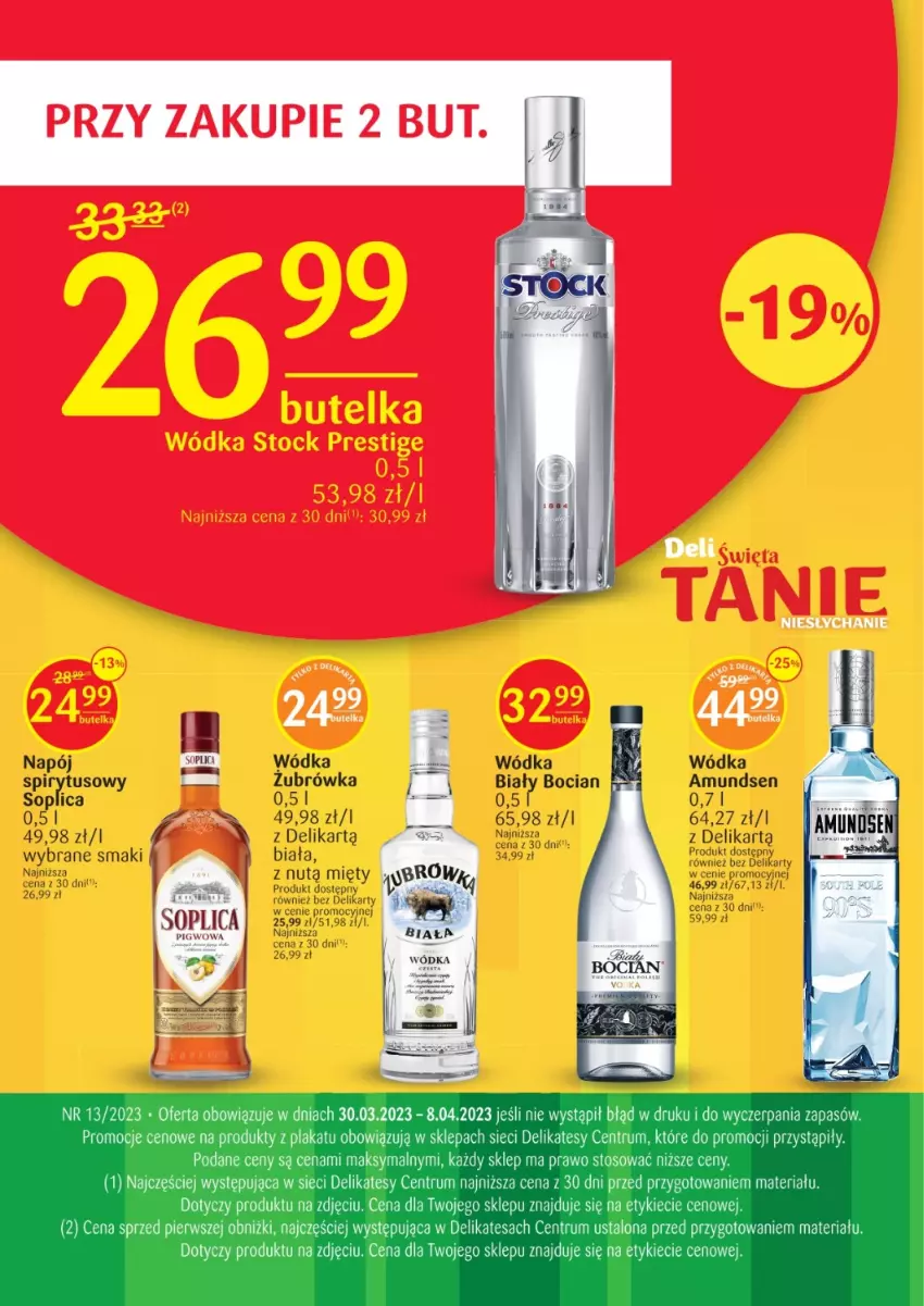 Gazetka promocyjna Delikatesy Centrum - Folder alkoholowy DC13 - ważna 30.03 do 08.04.2023 - strona 1 - produkty: Amundsen, Biały Bocian, Napój, Wódka