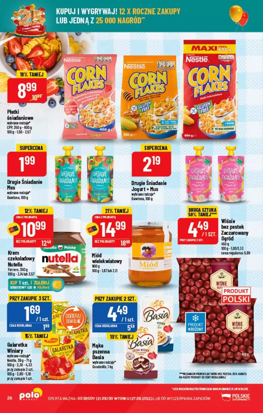 Gazetka promocyjna PoloMarket - Gazetka pomocyjna - ważna 21.09 do 27.09.2022 - strona 26 - produkty: Basia, Danio, Dawtona, Gala, Galaretka, Jogurt, Miód, Mus, Ogród, Stek, Winiary