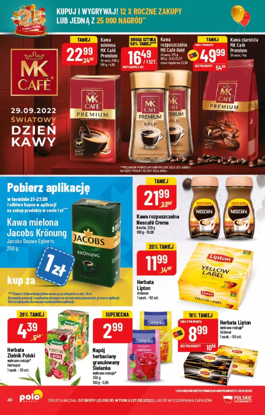 Gazetka promocyjna PoloMarket - Gazetka pomocyjna - ważna 21.09 do 27.09.2022 - strona 40 - produkty: Dada, Gra, Gry, Herbata, Jacobs, Kawa, Kawa rozpuszczalna, Kawa ziarnista, LG, Lipton, Napój, Top