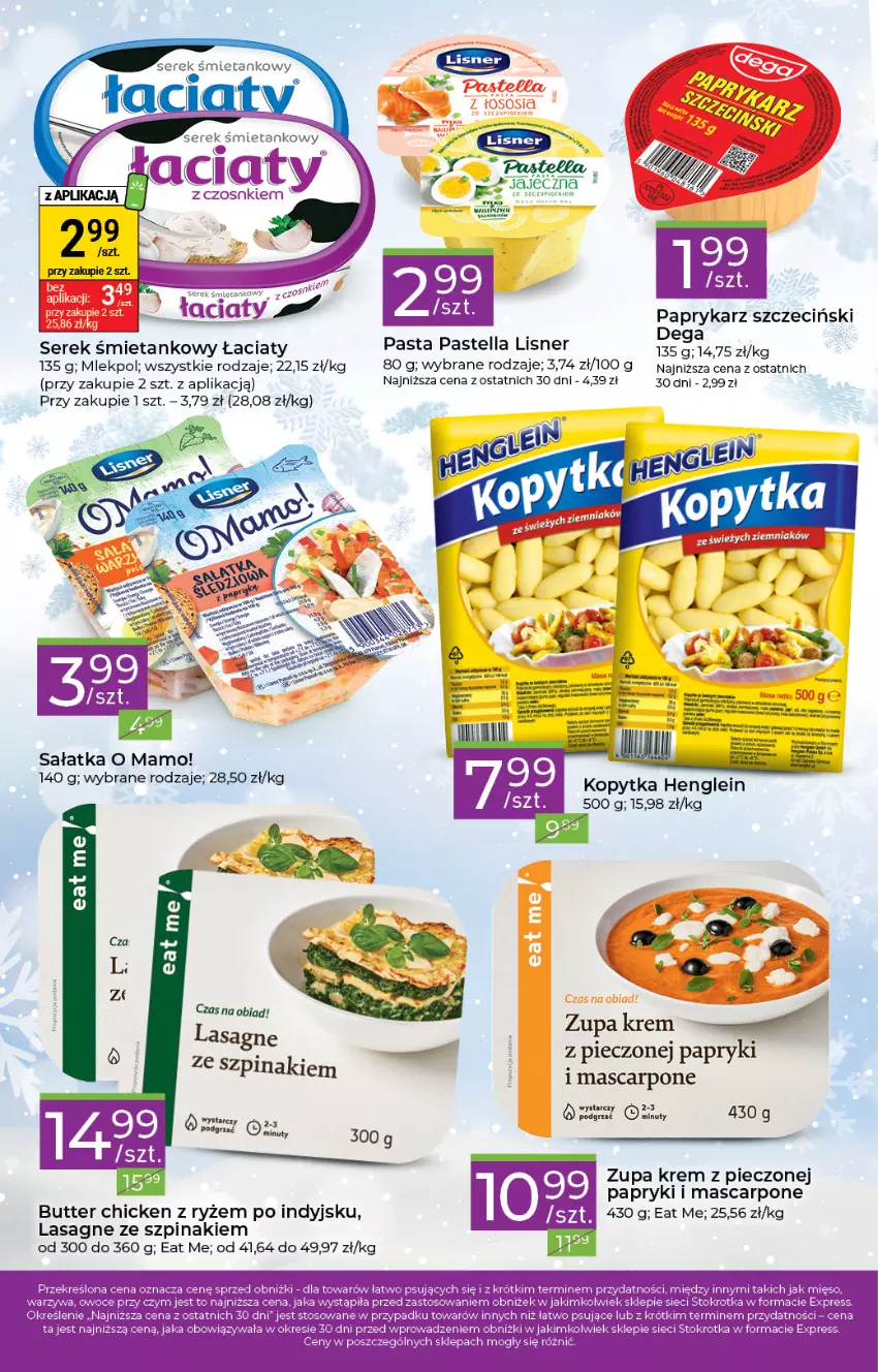 Gazetka promocyjna Stokrotka - Stokrotka Express - ważna 22.02 do 28.02.2024 - strona 2 - produkty: Dega, Kopytka, Lasagne, Lisner, Mascarpone, Mięso, Owoce, Papryka, Paprykarz, Paprykarz szczeciński, Pastella, Piec, Ryż, Sałat, Sałatka, Ser, Serek, Szpinak, Warzywa, Zupa