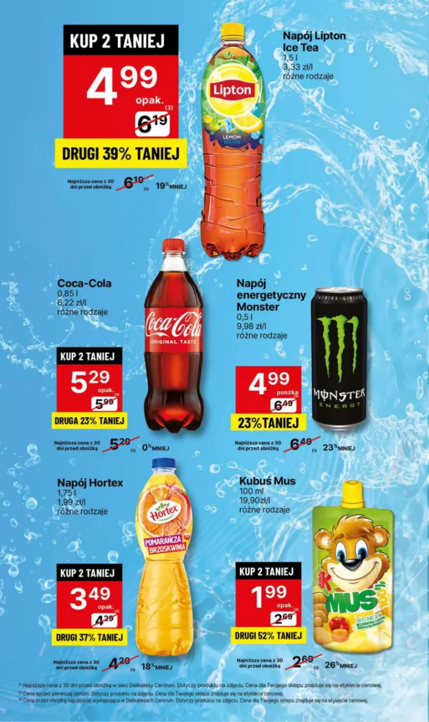 Gazetka promocyjna Delikatesy Centrum - NOWA GAZETKA Delikatesy Centrum od 8 stycznia! 8-14.01.2024 - ważna 08.01 do 14.01.2024 - strona 20 - produkty: Coca-Cola, Hortex, Ice tea, Kubuś, Lipton, Mus, Napój, Rum