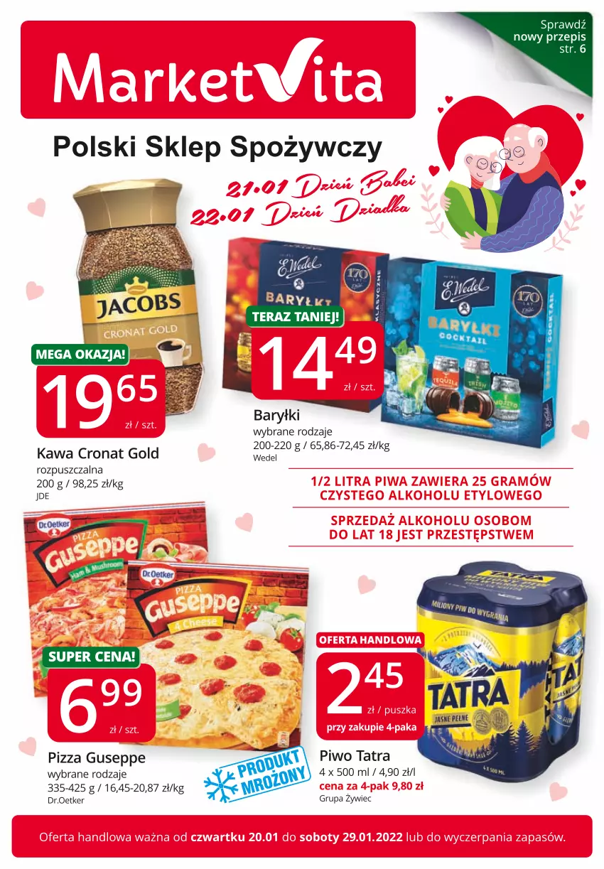 Gazetka promocyjna Market Vita - Gazetka promocyjna – Marketvita - ważna 20.01 do 29.01.2022 - strona 1 - produkty: Baryłki, Kawa, Pizza