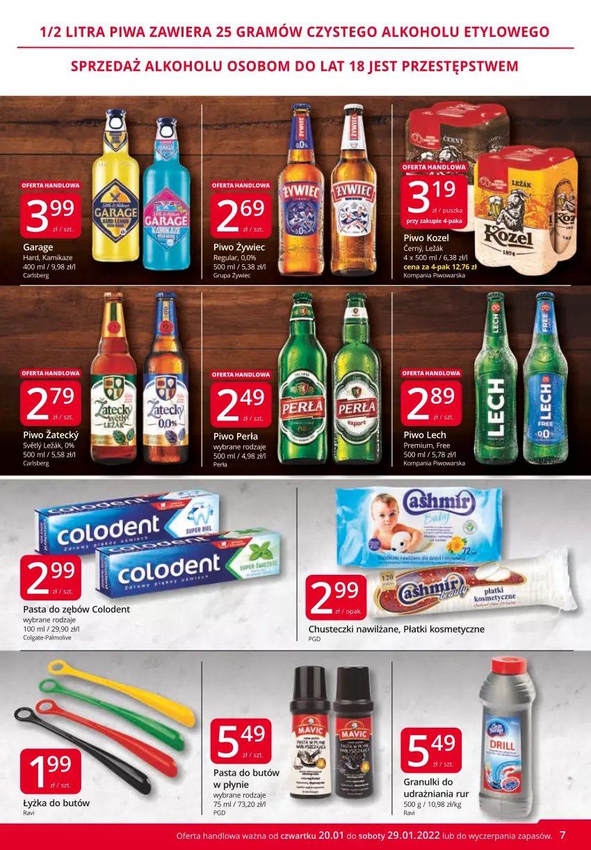 Gazetka promocyjna Market Vita - Gazetka promocyjna – Marketvita - ważna 20.01 do 29.01.2022 - strona 7 - produkty: Carlsberg, Chusteczki, Colgate, Gra, Kozel, LG, Palmolive, Pasta do zębów, Perła, Piwo, Płatki kosmetyczne