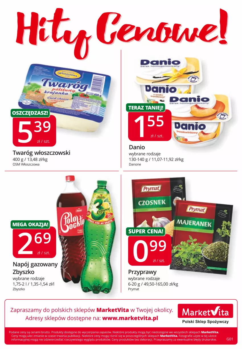 Gazetka promocyjna Market Vita - Gazetka promocyjna – Marketvita - ważna 20.01 do 29.01.2022 - strona 8 - produkty: Czosnek, Danio, Danone, Napój, Napój gazowany, Prymat, Przyprawy, Twaróg, Włoszczowski