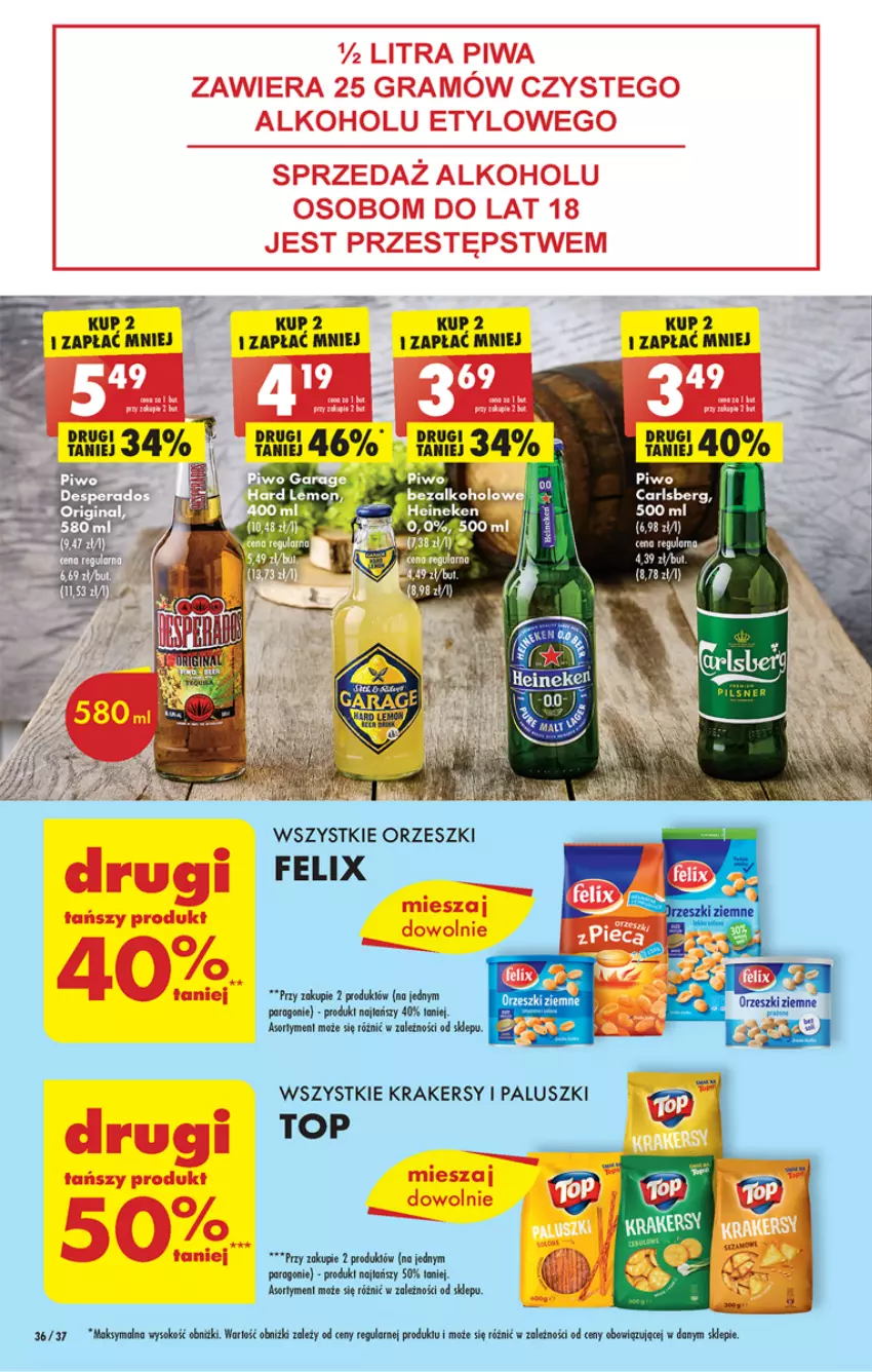 Gazetka promocyjna Biedronka - Gazetka - Biedronka.pl - ważna 06.03 do 11.03.2023 - strona 36 - produkty: Carlsberg, Felix, Orzeszki, Piwo, Ser, Sok, Top