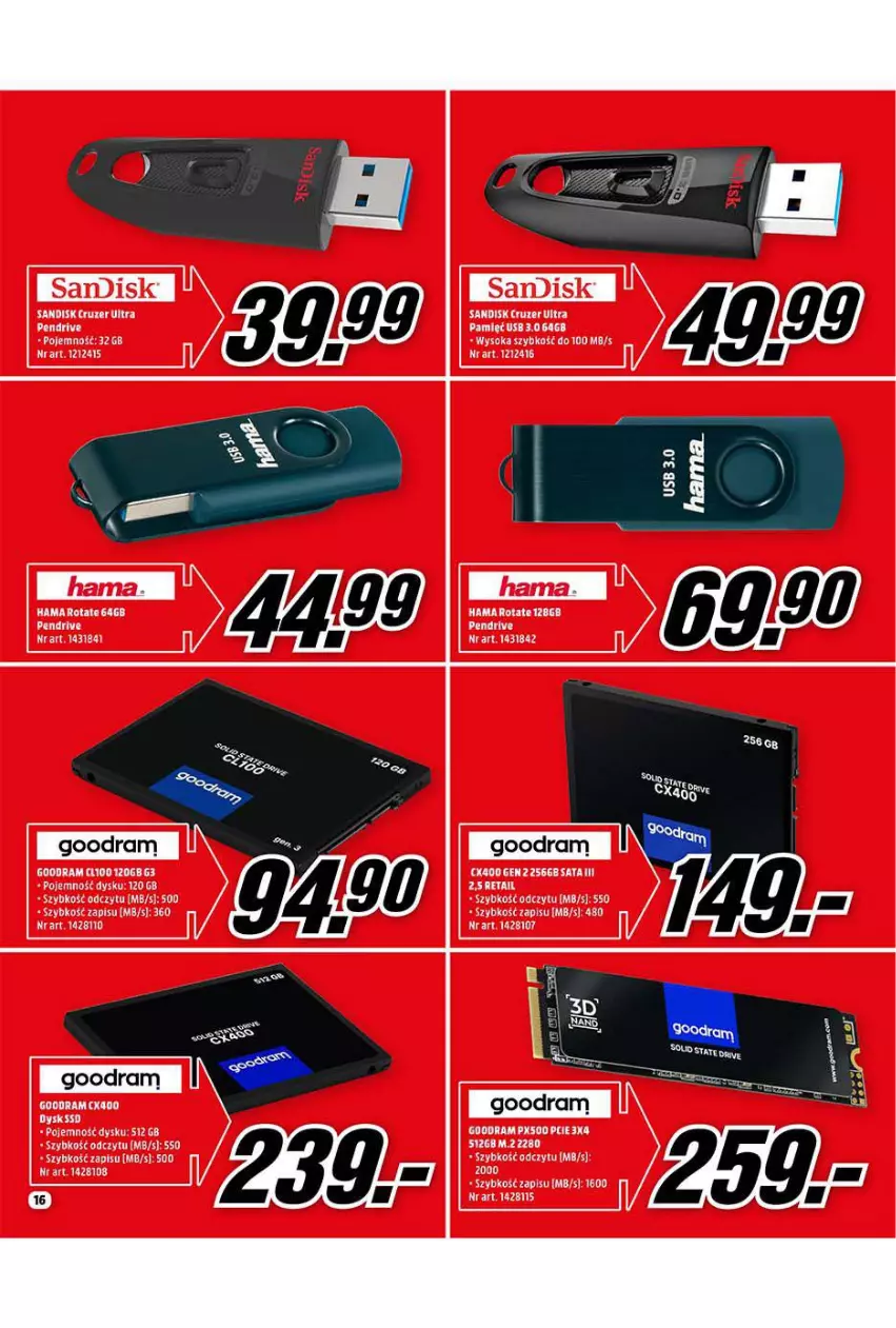 Gazetka promocyjna Media Markt - Gazetka Media Markt - ważna 01.11 do 30.11.2021 - strona 16 - produkty: Hama, Pendrive, Sok