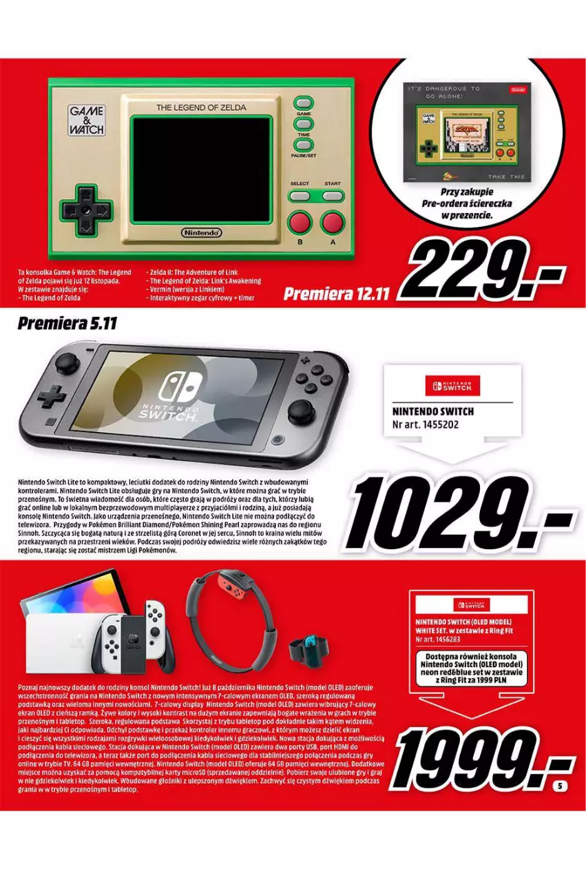 Gazetka promocyjna Media Markt - Gazetka Media Markt - ważna 01.11 do 30.11.2021 - strona 5 - produkty: Cień, Gra, Gry, Konsola, Kontroler, Nintendo Switch, Por, Ser, Tablet, Telewizor, Tera, Top