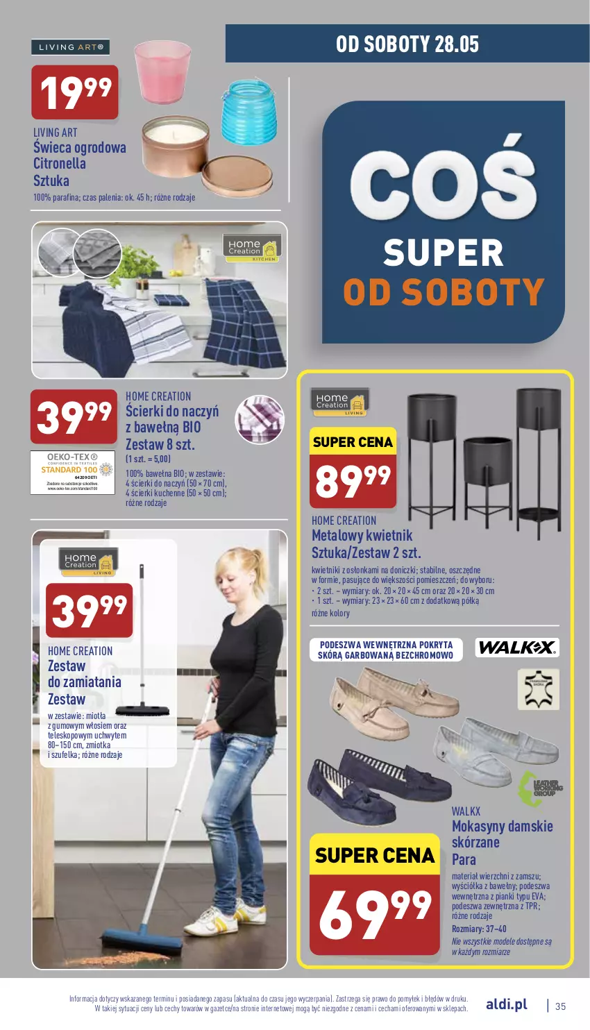 Gazetka promocyjna Aldi - Pełny katalog - ważna 23.05 do 28.05.2022 - strona 35 - produkty: Kwietnik, Miotła, Mokasyny, Osłonka, Szufelka, Teleskop, Wełna