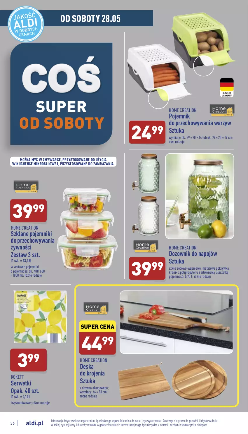 Gazetka promocyjna Aldi - Pełny katalog - ważna 23.05 do 28.05.2022 - strona 36 - produkty: Deska do krojenia, Dozownik, Fa, Pojemnik, Pojemnik do przechowywania, Ser, Serwetki