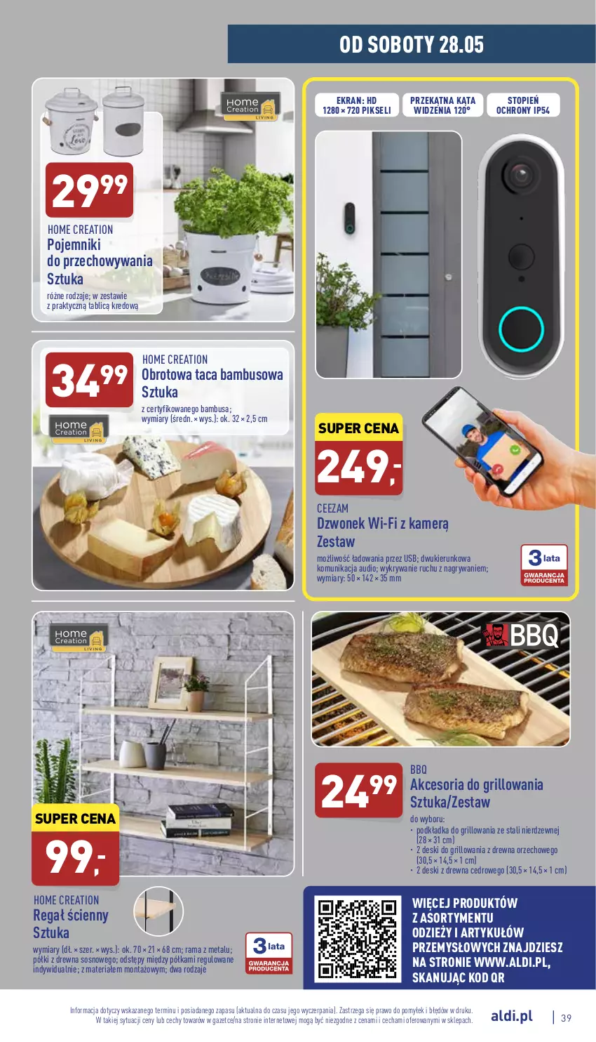 Gazetka promocyjna Aldi - Pełny katalog - ważna 23.05 do 28.05.2022 - strona 39 - produkty: Dzwonek, Grill, Gry, Podkład, Podkładka, Pojemnik, Półka, Rama, Regał, Sos, Taca, Top