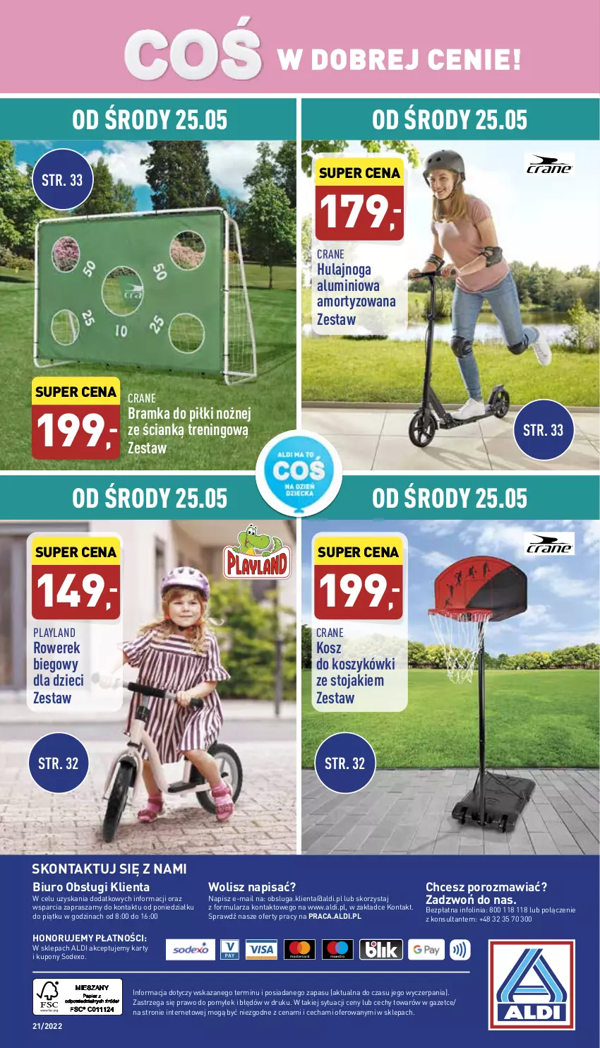 Gazetka promocyjna Aldi - Pełny katalog - ważna 23.05 do 28.05.2022 - strona 40 - produkty: Biuro, Bramka, Dzieci, Hulajnoga, Kosz, Noż, O nas, Por, Ramka, Rower, Rowerek, Stojak