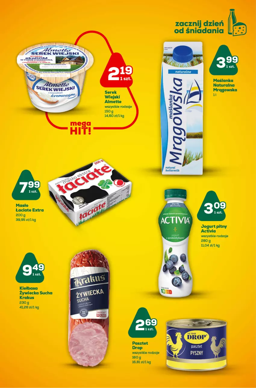 Gazetka promocyjna ABC - Gazetka - ważna 17.11 do 30.11.2022 - strona 2 - produkty: Activia, Almette, Jogurt, Jogurt pitny, Kiełbasa, Krakus, Maślanka, Masło, Ser, Serek, Serek wiejski